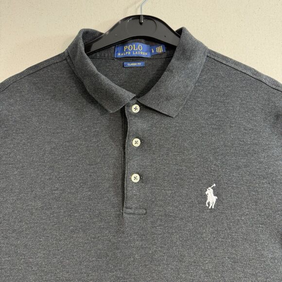 Polo Ralph Lauren Shirt Mens Classic Fit Large Grey Short Sleeve Soft - Picture 4 of 7